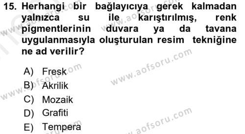 Güzel Sanatlar Dersi 2018 - 2019 Yılı (Vize) Ara Sınavı 15. Soru