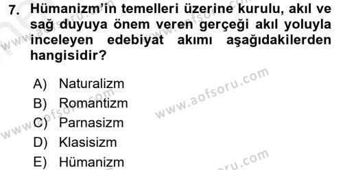 Güzel Sanatlar Dersi 2018 - 2019 Yılı (Vize) Ara Sınavı 7. Soru