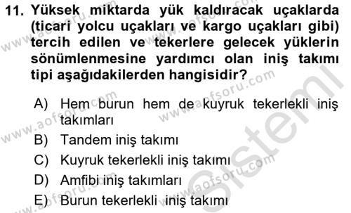 Havacılık Terminolojisi Dersi 2021 - 2022 Yılı (Vize) Ara Sınavı 11. Soru