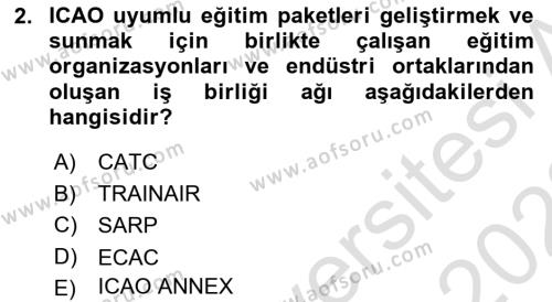 Havacılık Terminolojisi Dersi 2021 - 2022 Yılı (Vize) Ara Sınavı 2. Soru