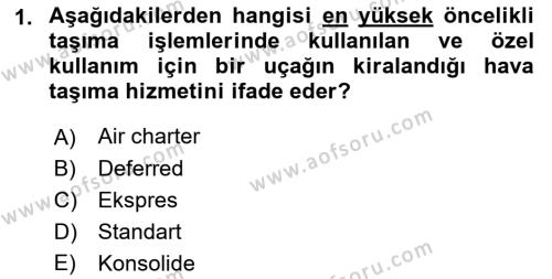 Havacılık Terminolojisi Dersi 2021 - 2022 Yılı (Final) Dönem Sonu Sınavı 1. Soru