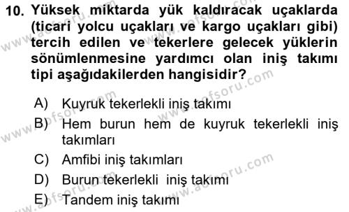 Havacılık Terminolojisi Dersi 2021 - 2022 Yılı Yaz Okulu Sınavı 10. Soru