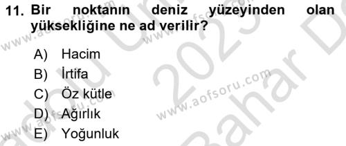 Havacılık Terminolojisi Dersi 2023 - 2024 Yılı (Vize) Ara Sınavı 11. Soru