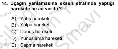 Havacılık Terminolojisi Dersi 2023 - 2024 Yılı (Vize) Ara Sınavı 14. Soru