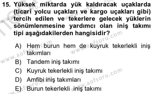 Havacılık Terminolojisi Dersi 2023 - 2024 Yılı (Vize) Ara Sınavı 15. Soru