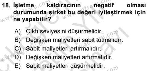 Havacılık Ekonomisi Dersi 2023 - 2024 Yılı (Vize) Ara Sınavı 18. Soru