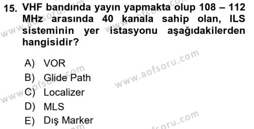 Haberleşme ve Seyrüsefer Sistemleri Dersi 2022 - 2023 Yılı (Vize) Ara Sınavı 15. Soru