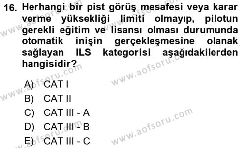 Haberleşme ve Seyrüsefer Sistemleri Dersi 2022 - 2023 Yılı (Vize) Ara Sınavı 16. Soru