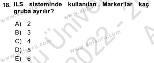 Haberleşme ve Seyrüsefer Sistemleri Dersi 2022 - 2023 Yılı (Vize) Ara Sınavı 18. Soru