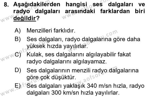 Haberleşme ve Seyrüsefer Sistemleri Dersi 2022 - 2023 Yılı (Vize) Ara Sınavı 8. Soru