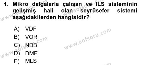 Haberleşme ve Seyrüsefer Sistemleri Dersi 2022 - 2023 Yılı (Final) Dönem Sonu Sınavı 1. Soru