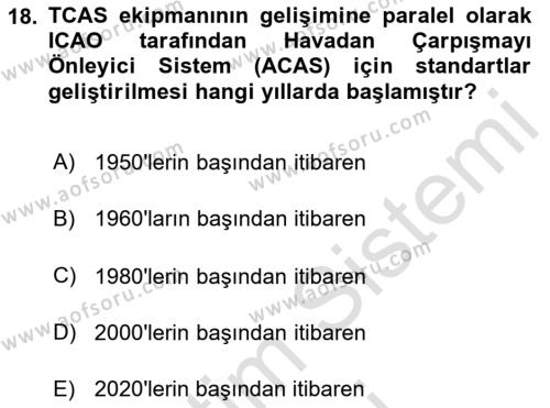 Haberleşme ve Seyrüsefer Sistemleri Dersi 2022 - 2023 Yılı (Final) Dönem Sonu Sınavı 18. Soru