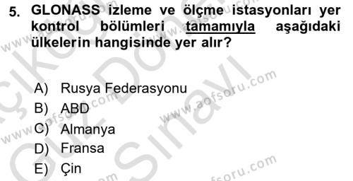 Haberleşme ve Seyrüsefer Sistemleri Dersi 2022 - 2023 Yılı (Final) Dönem Sonu Sınavı 5. Soru