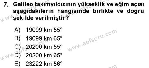 Haberleşme ve Seyrüsefer Sistemleri Dersi 2022 - 2023 Yılı (Final) Dönem Sonu Sınavı 7. Soru