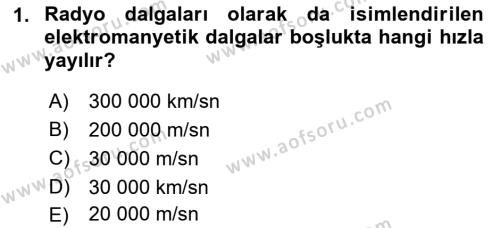 Haberleşme ve Seyrüsefer Sistemleri Dersi 2022 - 2023 Yılı Yaz Okulu Sınavı 1. Soru