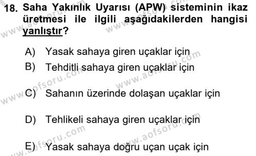 Haberleşme ve Seyrüsefer Sistemleri Dersi 2022 - 2023 Yılı Yaz Okulu Sınavı 18. Soru