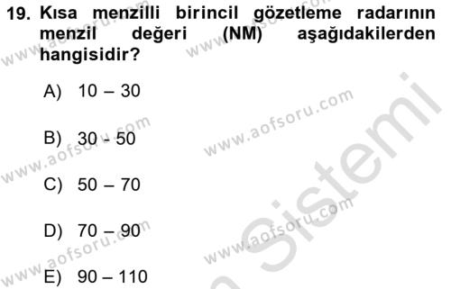 Haberleşme ve Seyrüsefer Sistemleri Dersi 2022 - 2023 Yılı Yaz Okulu Sınavı 19. Soru