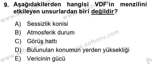 Haberleşme ve Seyrüsefer Sistemleri Dersi 2022 - 2023 Yılı Yaz Okulu Sınavı 9. Soru