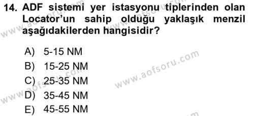 Haberleşme ve Seyrüsefer Sistemleri Dersi 2023 - 2024 Yılı (Vize) Ara Sınavı 14. Soru