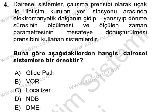 Haberleşme ve Seyrüsefer Sistemleri Dersi 2023 - 2024 Yılı (Vize) Ara Sınavı 4. Soru