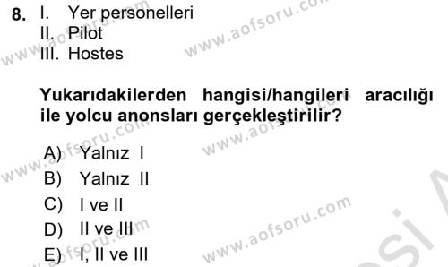 Haberleşme ve Seyrüsefer Sistemleri Dersi 2023 - 2024 Yılı (Vize) Ara Sınavı 8. Soru