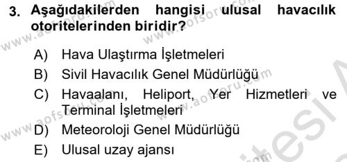 Havacılık Bakım Yönetimi Dersi 2023 - 2024 Yılı (Final) Dönem Sonu Sınavı 3. Soru