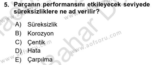 Havacılık Bakım Yönetimi Dersi 2023 - 2024 Yılı (Final) Dönem Sonu Sınavı 5. Soru