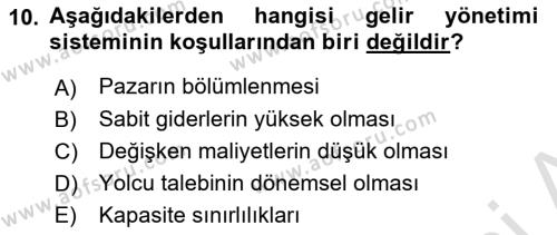 Havayolu İşletmelerinde Finansal Yönetim Dersi 2022 - 2023 Yılı (Vize) Ara Sınavı 10. Soru