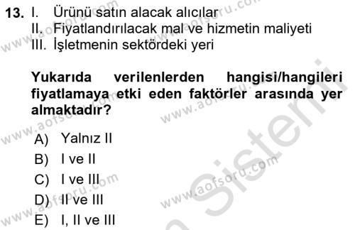 Havayolu İşletmelerinde Finansal Yönetim Dersi 2022 - 2023 Yılı (Vize) Ara Sınavı 13. Soru