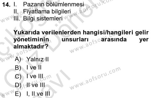 Havayolu İşletmelerinde Finansal Yönetim Dersi 2022 - 2023 Yılı (Vize) Ara Sınavı 14. Soru