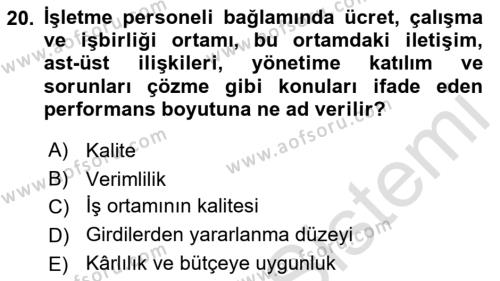 Havayolu İşletmelerinde Finansal Yönetim Dersi 2022 - 2023 Yılı (Vize) Ara Sınavı 20. Soru