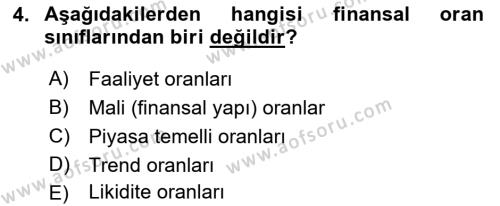 Havayolu İşletmelerinde Finansal Yönetim Dersi 2022 - 2023 Yılı (Final) Dönem Sonu Sınavı 4. Soru