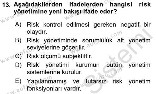 Havayolu İşletmelerinde Finansal Yönetim Dersi 2022 - 2023 Yılı Yaz Okulu Sınavı 13. Soru