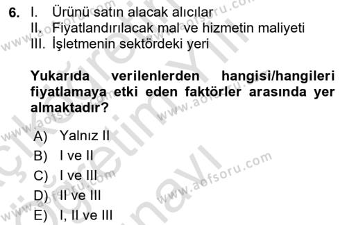 Havayolu İşletmelerinde Finansal Yönetim Dersi 2022 - 2023 Yılı Yaz Okulu Sınavı 6. Soru