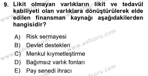 Havayolu İşletmelerinde Finansal Yönetim Dersi 2022 - 2023 Yılı Yaz Okulu Sınavı 9. Soru