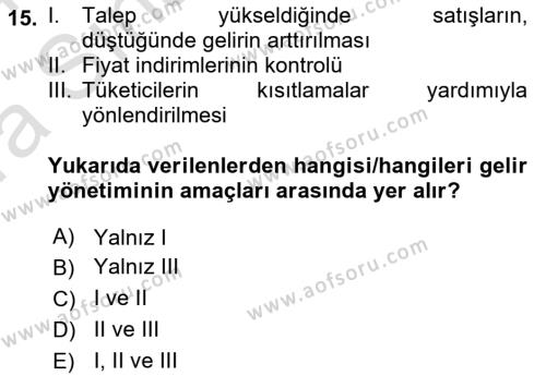 Havayolu İşletmelerinde Finansal Yönetim Dersi 2023 - 2024 Yılı (Vize) Ara Sınavı 15. Soru