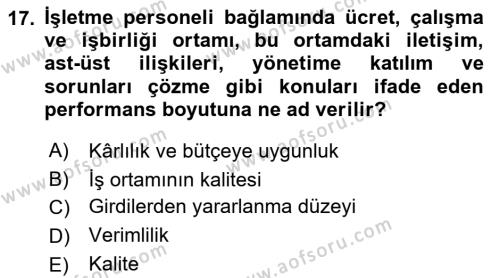 Havayolu İşletmelerinde Finansal Yönetim Dersi 2023 - 2024 Yılı (Vize) Ara Sınavı 17. Soru