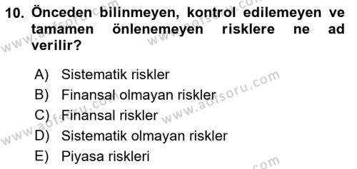 Havayolu İşletmelerinde Finansal Yönetim Dersi 2023 - 2024 Yılı (Final) Dönem Sonu Sınavı 10. Soru