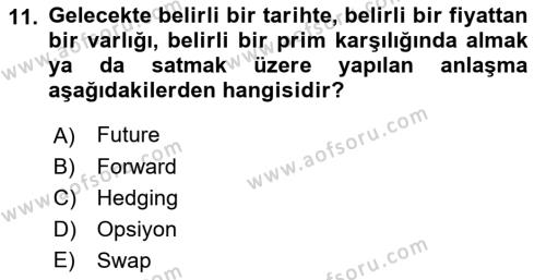 Havayolu İşletmelerinde Finansal Yönetim Dersi 2023 - 2024 Yılı (Final) Dönem Sonu Sınavı 11. Soru