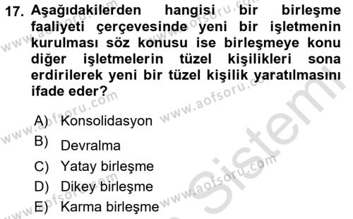 Havayolu İşletmelerinde Finansal Yönetim Dersi 2023 - 2024 Yılı (Final) Dönem Sonu Sınavı 17. Soru