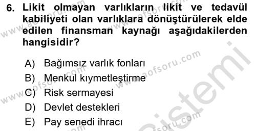 Havayolu İşletmelerinde Finansal Yönetim Dersi 2023 - 2024 Yılı (Final) Dönem Sonu Sınavı 6. Soru