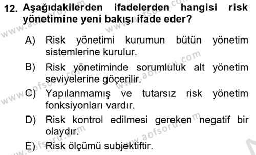 Havayolu İşletmelerinde Finansal Yönetim Dersi 2023 - 2024 Yılı Yaz Okulu Sınavı 12. Soru