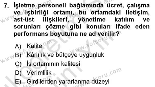 Havayolu İşletmelerinde Finansal Yönetim Dersi 2023 - 2024 Yılı Yaz Okulu Sınavı 7. Soru