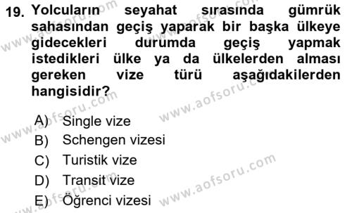 Temel Harekat Hizmetleri ve Ramp Dersi 2023 - 2024 Yılı (Vize) Ara Sınavı 19. Soru