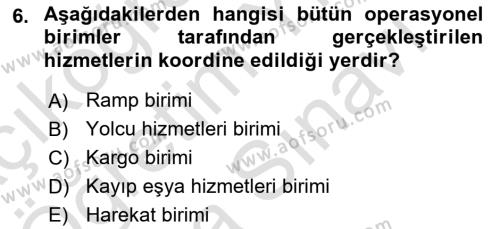 Temel Harekat Hizmetleri ve Ramp Dersi 2023 - 2024 Yılı (Vize) Ara Sınavı 6. Soru