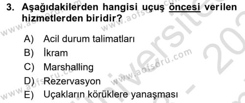 Temel Harekat Hizmetleri ve Ramp Dersi 2023 - 2024 Yılı (Final) Dönem Sonu Sınavı 3. Soru