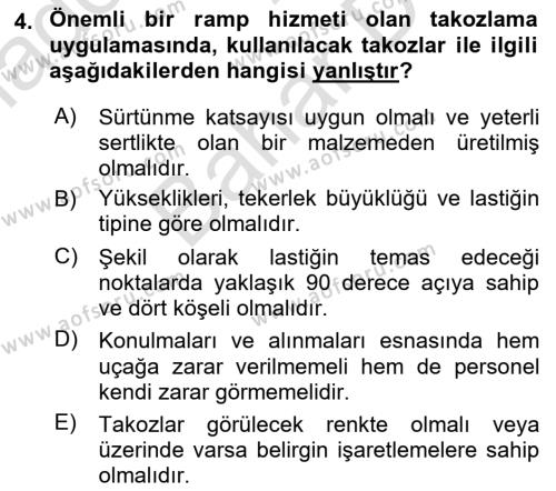 Temel Harekat Hizmetleri ve Ramp Dersi 2023 - 2024 Yılı (Final) Dönem Sonu Sınavı 4. Soru