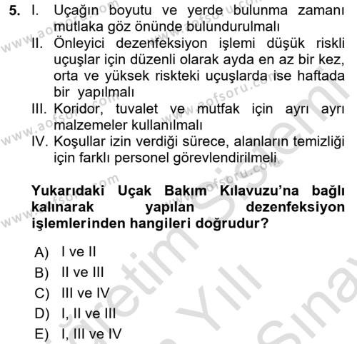 Temel Harekat Hizmetleri ve Ramp Dersi 2023 - 2024 Yılı (Final) Dönem Sonu Sınavı 5. Soru