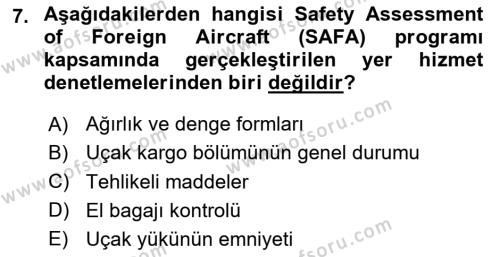 Temel Harekat Hizmetleri ve Ramp Dersi 2023 - 2024 Yılı (Final) Dönem Sonu Sınavı 7. Soru