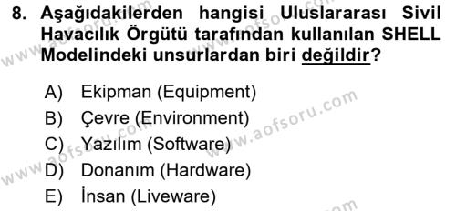 Temel Harekat Hizmetleri ve Ramp Dersi 2023 - 2024 Yılı (Final) Dönem Sonu Sınavı 8. Soru